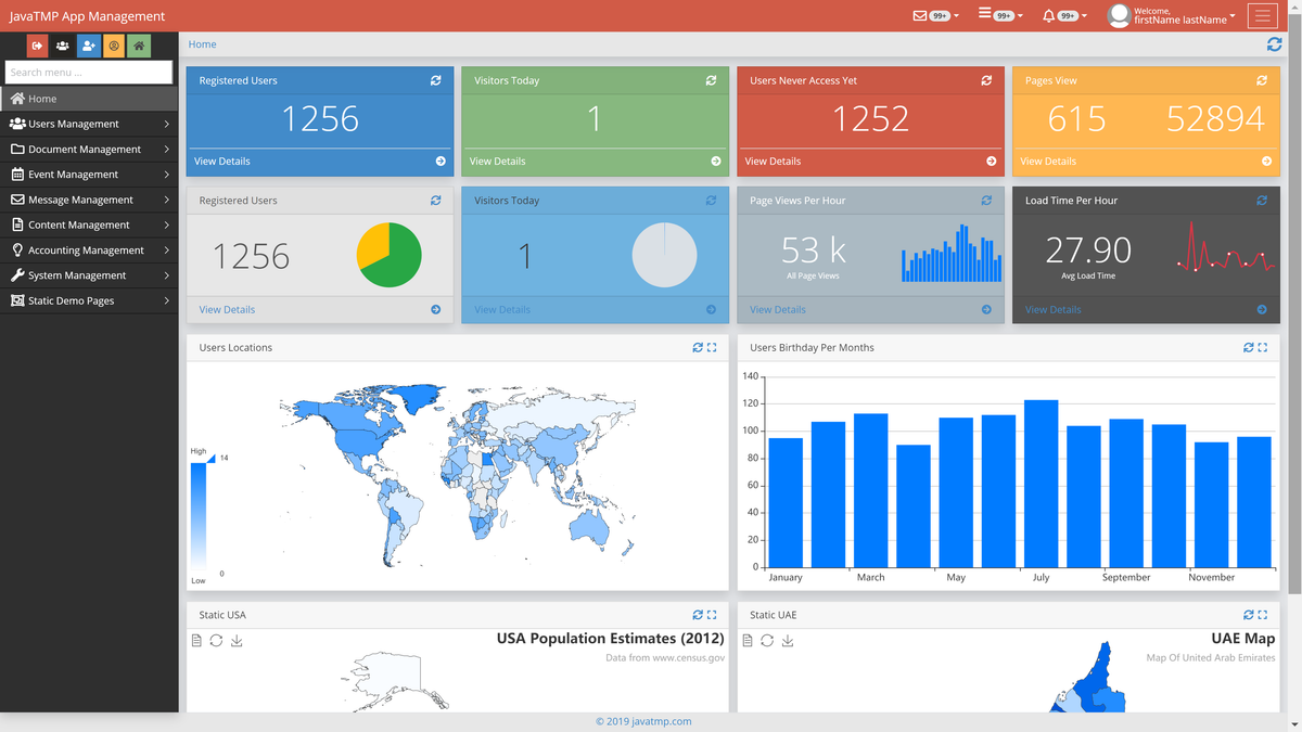 JavaTMP Java Bootstrap Admin and Dashboard components template