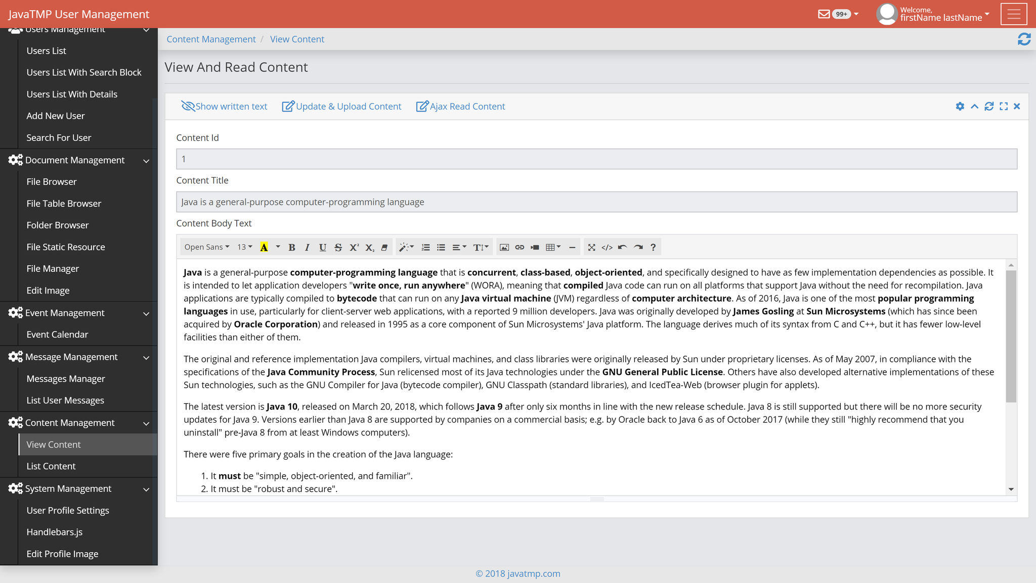 JavaTMP Java Bootstrap Admin and Dashboard components template